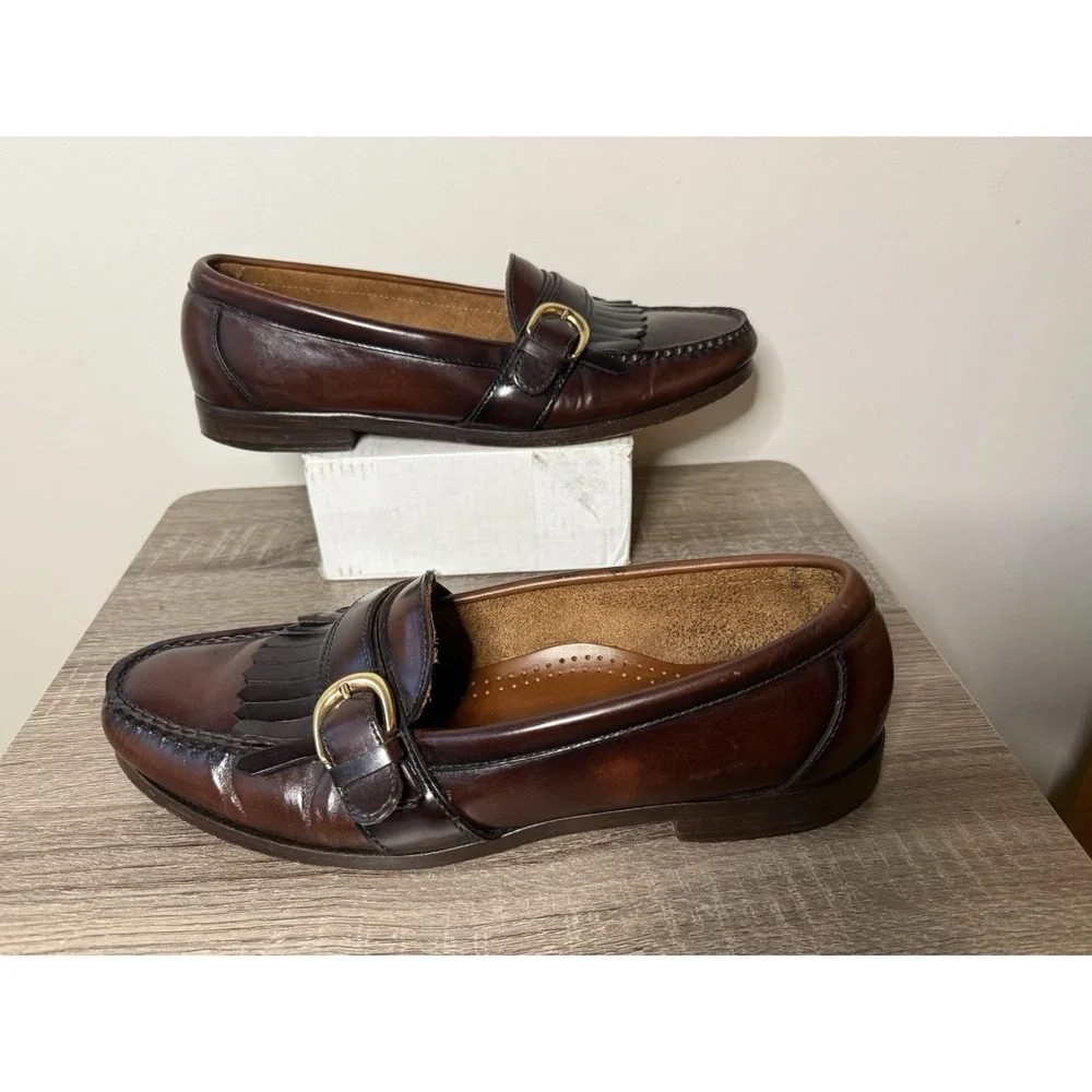 Vintage Cole Haan Mens Loafer Sz 9.5 Cordovan Kiltie Monk American Handsewn